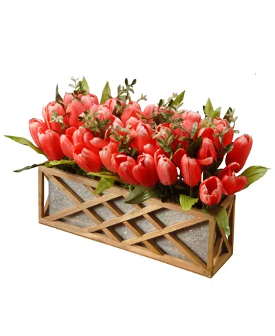 National Tree Company 20 Planter With Pink Tulips In Red