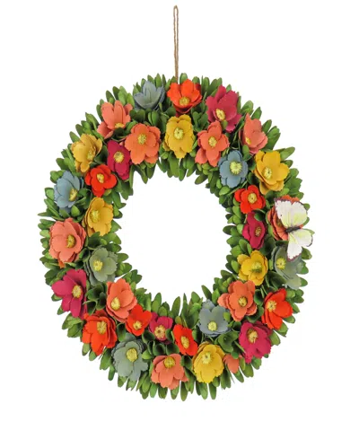 National Tree Company 20 Spring Floral Wreath With Butterfly In Multi