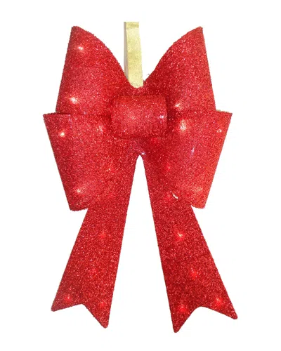 National Tree Company 20in Tinsel Bow In Red