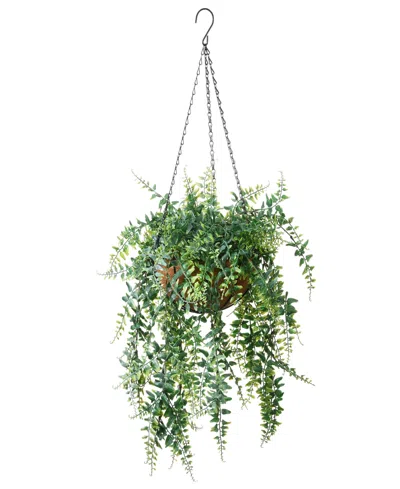 National Tree Company 21 Fern Leaves Hanging Basket In Green