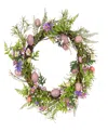 National Tree Company 22in Flowering Pink Eggs Easter Wreath In Purple