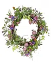 National Tree Company 22in Flowering Pink Eggs Easter Wreath In Purple