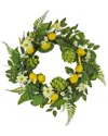 National Tree Company 22in Daisy, Artichoke And Lemon Wreath In Green