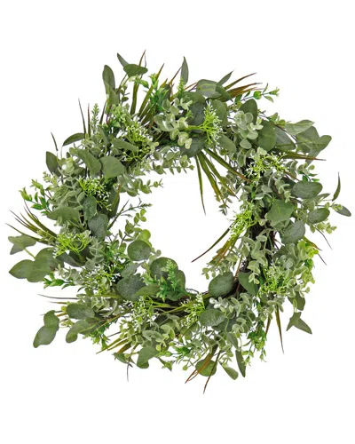 National Tree Company 22in Eucalyptus And Grass Wreath In Green