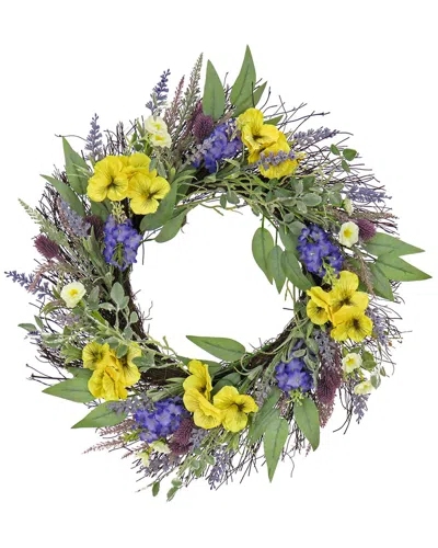 NATIONAL TREE COMPANY NATIONAL TREE COMPANY 22IN PANSY AND LAVENDER WREATH