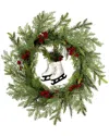 National Tree Company 22in Winter Skates Wreath In Green