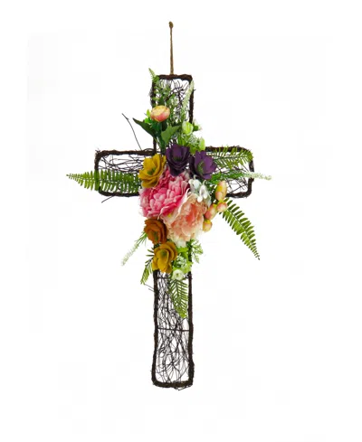 National Tree Company 23" Floral Easter Cross In Multi