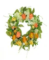 National Tree Company 24 Lemons, Hydrangeas And Buttercups Wreath In Coral