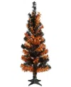 National Tree Company 24" Tinsel Tree, Black, Orange, Halloween Collection In Black