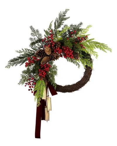 National Tree Company 24christmas Joy With Chimes Half Wreath In Green