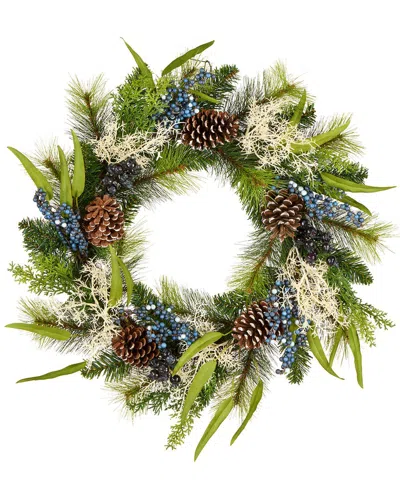 National Tree Company 24in Blueberry Fields Wreath In Green