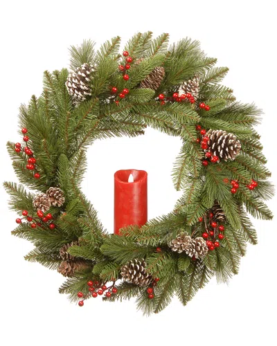 National Tree Company 24in Feel Real Bristle Berry Wreath