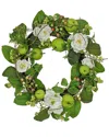 National Tree Company 24in Rose And Apples Wreath In Green