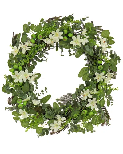 National Tree Company 24in Spring Mixed Blossoms Floral Wreath In Green