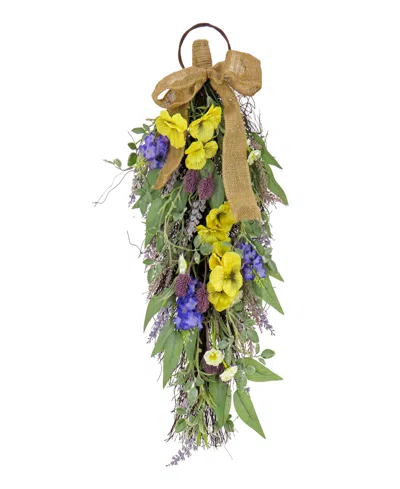 National Tree Company 26 Pansy And Lavender Swag In Yellow