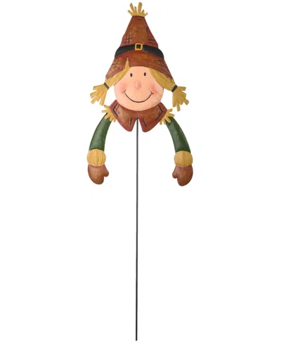 National Tree Company 26" Scarecrow Girl Garden Stake Outdoor Decoration, Autumn Collection In Brown