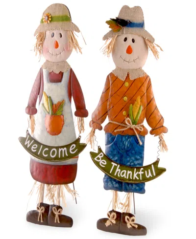 National Tree Company 27" Metal Scarecrow Standing Fall Decoration, Pack Of 2, Autumn Collection In Multicolor