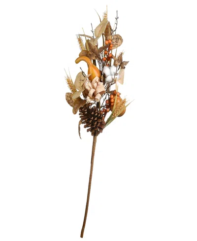 National Tree Company 28" Artificial Autumn Bouquet, Set Of Two, Decorated With Gourds, Berry Clusters, Pine Cones, Assort In Brown