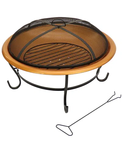 National Tree Company 29in Copper Fire Pit With Stand & Screen