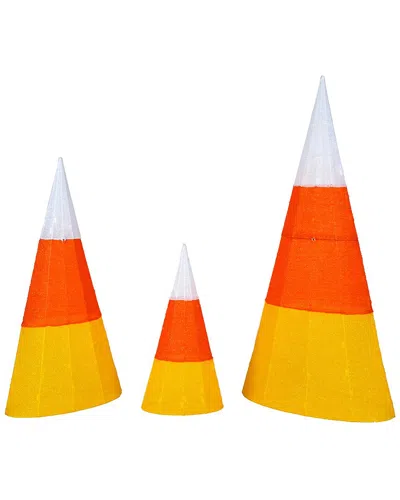 National Tree Company 3-piece Pre-lit Candy Corn Cones In Orange