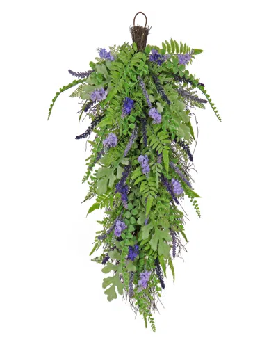 National Tree Company 30 Fern And Astilbe Flowers Teardrop In Purple