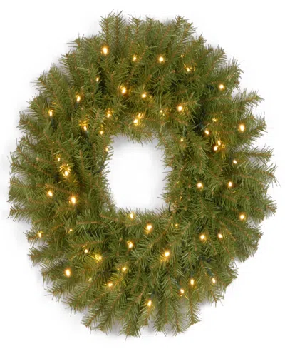 National Tree Company 30" Norwood Fir Wreath With Twinkly Led Lights In Green