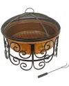 National Tree Company 30in Deep Bowl Copper Fire Pit With Stand & Screen In Copper