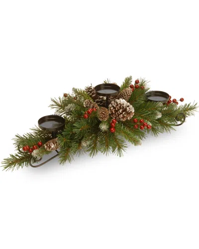 National Tree Company 30in Frosted Berry Centerpiece With 3 Candle Holders In Multi