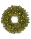 National Tree Company 30in Norwood Fir Wreath With Twinkly Led Lights In Green