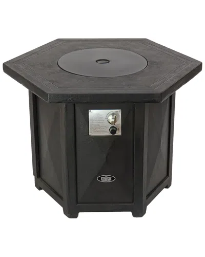National Tree Company 35in Hexagon Concrete Finish Mgo Propane Fire Pit Table In Brown