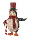 National Tree Company 36in Penguin With Red Top Hat Holding Candy Cane With 100 White Led Lights