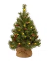 National Tree Company 3ft Pine Cone Burlap Tree With 35 Warm White Battery Operated Led Lights W/tim