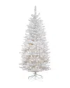 National Tree Company 4.5ft Kingswood White Fir Hinged Pencil Tree With 150 Clear Lights