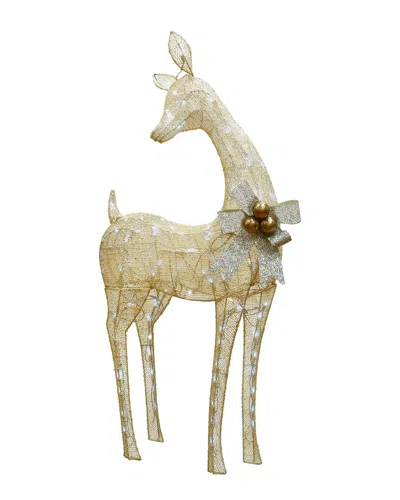 National Tree Company 45in Ice Crystal Bead Feeding Deer In Gold