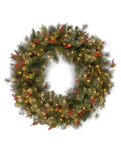 National Tree Company 48in Wintry Pine Wreath With 200 Clear Lights