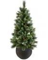 National Tree Company 4ft Glittery Crestwood Spruce Entrance Tree In 5in Black Round Pot In Green