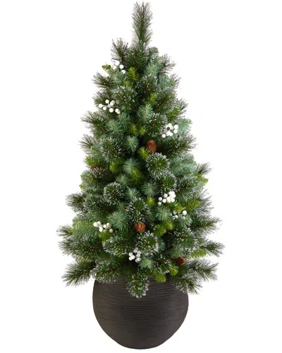 National Tree Company 4ft Glittery Crestwood Spruce Entrance Tree In 5in Black Round Pot In Green