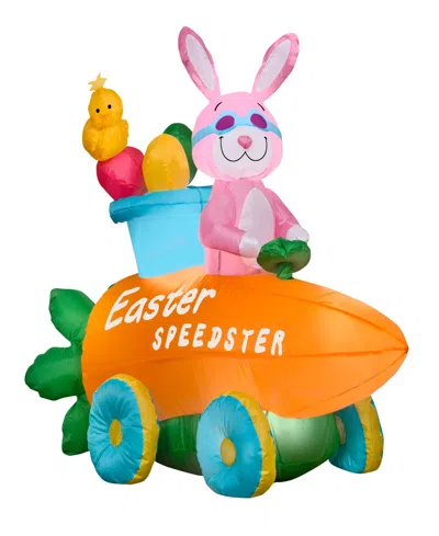 National Tree Company 54" Inflatable Bunny In Easter Speedster In Orange