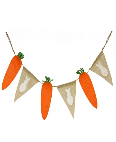 National Tree Company 55" Carrot And Bunny Easter Banner In Orange