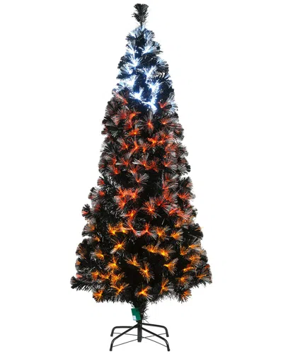 National Tree Company 6 Ft. Black Fiber Optic Tree With Candy Corn Color In Multi