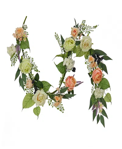 National Tree Company 6 Ft. Rose And Lavender Spring Garland In Pink