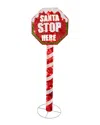 National Tree Company 60in Sisal Red Stop Sign Pole With 100 White Led Mini Lights