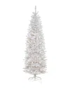 National Tree Company 6.5ft Kingswood White Fir Hinged Pencil Tree With 250 Clear Lights