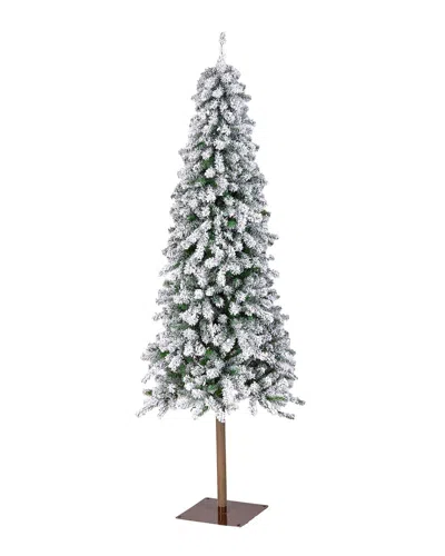 National Tree Company 6.5ft Snowy Grand Alpine Pencil Slim Wrapped Tree With 200 Clear Lights In Green