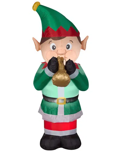 National Tree Company 6ft Inflatable Trumpet Playing Elf In Green