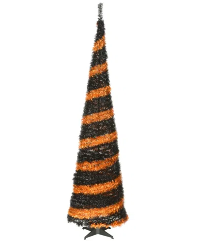 National Tree Company 7.5' Artificial Halloween Tree, Black And Orange, Tinsel, Includes Stand, Halloween Collection