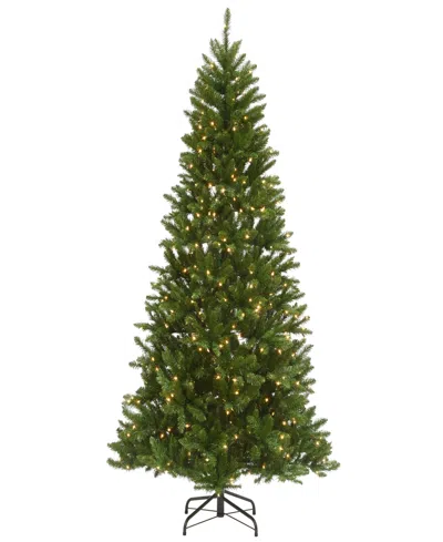 National Tree Company 7.5' Peyton Spruce Tree With Clear Lights In Green Flocked