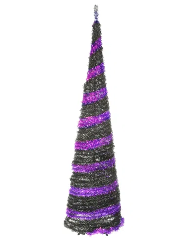 National Tree Company 7.5' Pre-lit Artificial Halloween Tree, Black, Evergreen, Led Lights, Includes Stand, Halloween Coll In Purple
