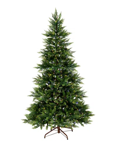 National Tree Company 7.5ft Feel-real® Festive Fern Hinged Tree With 600 Clear Lights In Green