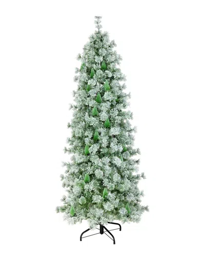 National Tree Company 7.5ft Snowy Bottle Brush Slim Tree With 400 Clear Lights In Green